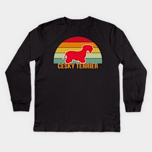 Cesky Terrier Vintage Silhouette Kids Long Sleeve T-Shirt